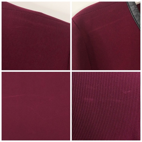 SOLD ECI Burgundy Faux Leather Trim Back Cutout Shift Dress - Picture 6 of 8